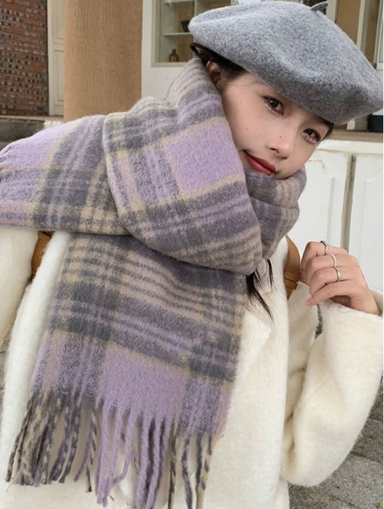 English Style Plaid Fashion Blanket Scarf